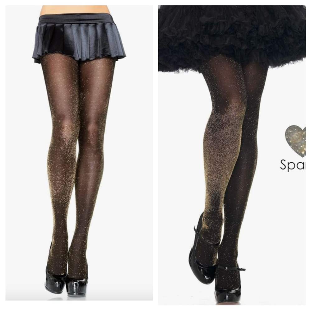 NWOT LEG AVENUE Sparkling Black and Gold Women's Tights
SIZE OS